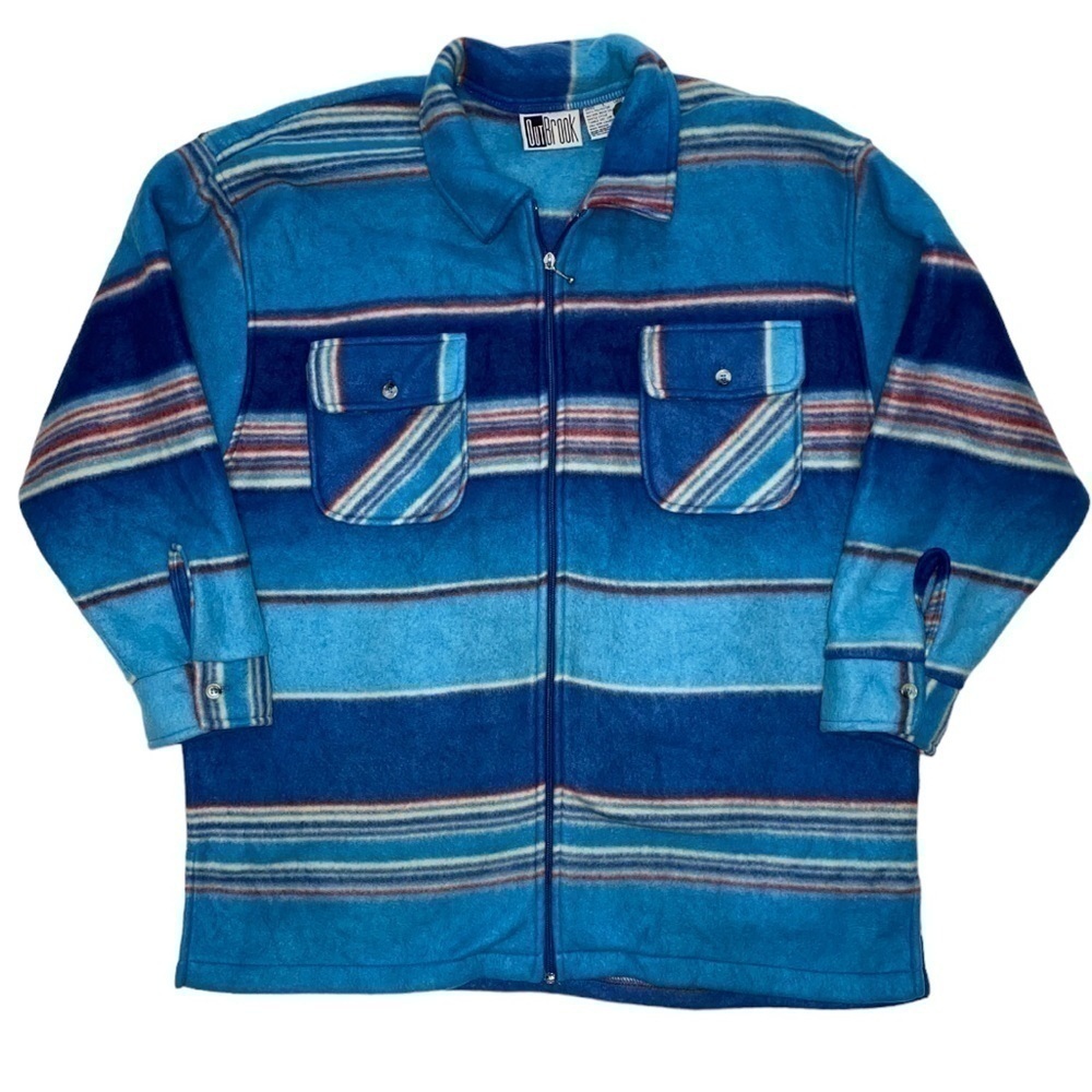 VINTAGE Out Brook Western Stripe Print Fleece Button-up Size Large